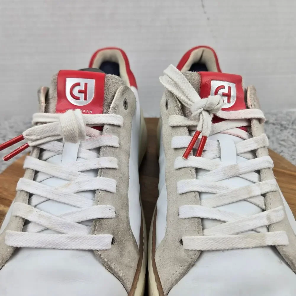 Cole Haan Men 10 Grand Pro Topspin White Gray Red Casual Daily Lifestyle Sneaker